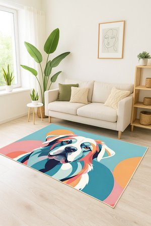 3D Strado ColorDog 100x150 cm modern carpet with dog motif for a child's or gamer's room