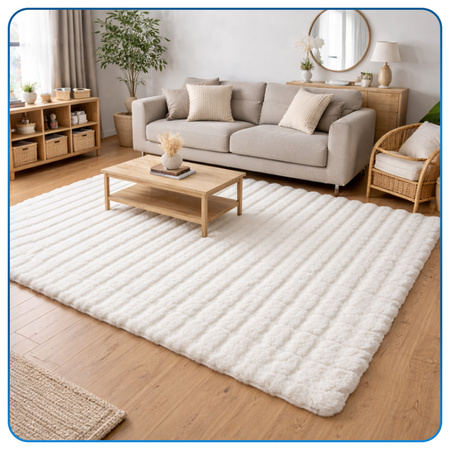 Dywan Rabbit Bubble 80x150 cm - miękki puszysty dywan do salonu i sypialni - biały