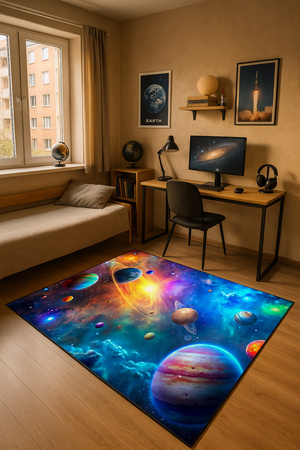 Dywan gamingowy 3D Strado Galaktyka 140x200 cm z kosmicznym wzorem gracza