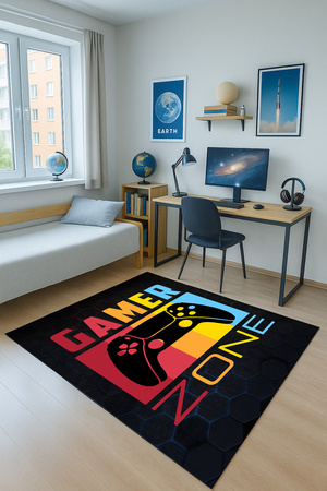 Dywan gamingowy 3D Strado GAMER ZONE 140x200 cm nowoczesny z efektem 3D do pokoju gracza lub młodzieży