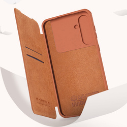 Etui Nillkin Qin Pro do Samsung Galaxy S23, czerwone - ochronne z podstawką, dostęp do portów i przycisków