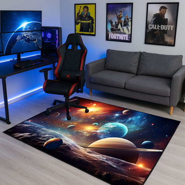 Dywan gamingowy 3D Kosmos 140x200 cm - nowoczesny wzór 3D do pokoju gracza