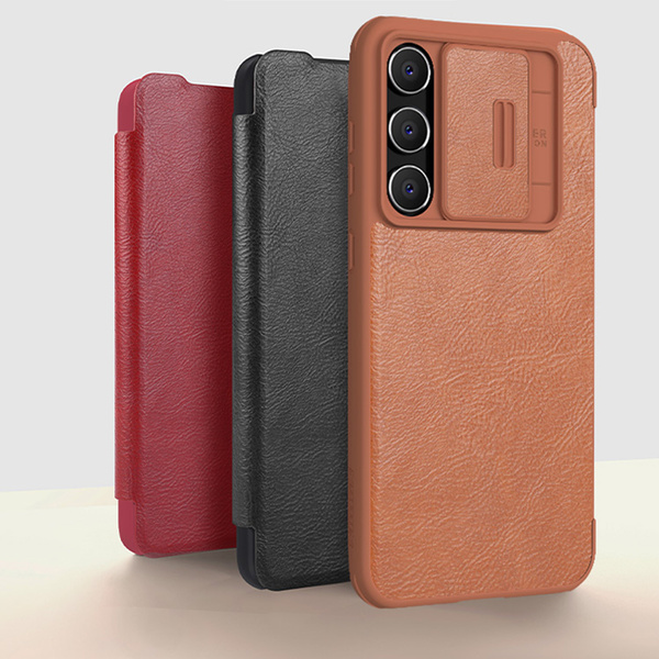 Etui Nillkin Qin Pro do Samsung Galaxy S23, czerwone - ochronne z podstawką, dostęp do portów i przycisków