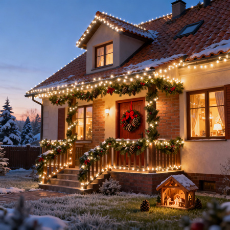 Lampki choinkowe 192 LED białe ciepłe wewnętrzne zewnętrzne 4,5m Timer IP44, biały