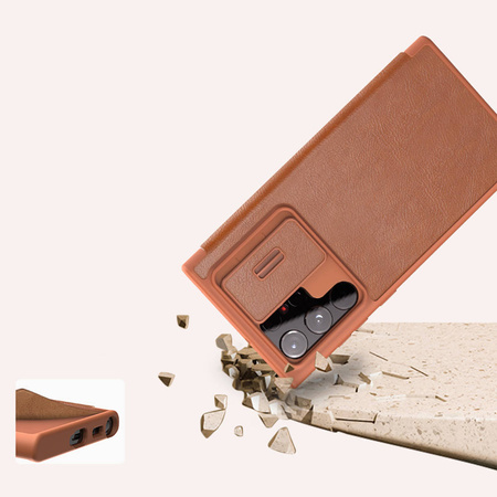 Etui Nillkin QIN Pro do Samsung Galaxy S22 Ultra (Brązowe)