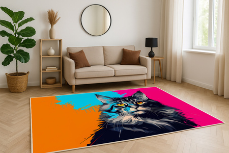 Dywan 3D Strado MainCoon 120x170 cm ze wzorem kota dla milośników zwierząt do salonu i pokoju