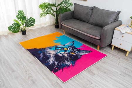 3D Strado MainCoon carpet 120x170 cm with cat pattern for animal lovers for living room and room