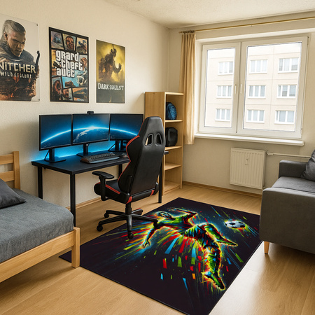 Dywan gamingowy 3D Strado FOOTBALL 100x150 cm nowoczesny z motywem piłkarskim do pokoju gracza