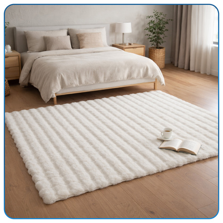 Dywan Rabbit Bubble 80x150 cm - miękki puszysty dywan do salonu i sypialni - biały