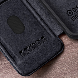 Etui Nillkin Qin Pro do Samsung Galaxy S23, czerwone - ochronne z podstawką, dostęp do portów i przycisków