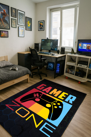 Dywan gamingowy 3D Strado GAMER ZONE 140x200 cm nowoczesny z efektem 3D do pokoju gracza lub młodzieży