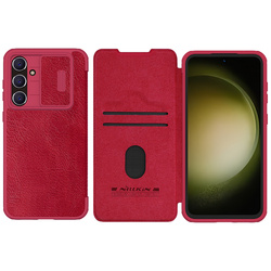 Etui Nillkin Qin Pro do Samsung Galaxy S23, czerwone - ochronne z podstawką, dostęp do portów i przycisków