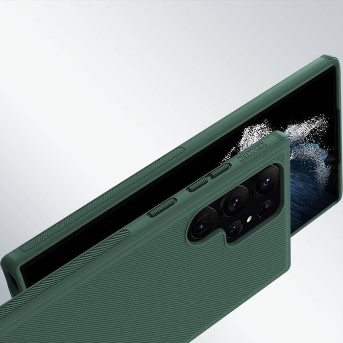 Etui Nillkin Frosted Pro do Samsung Galaxy S23 Ultra, niebieskie - ochronne z podstawką
