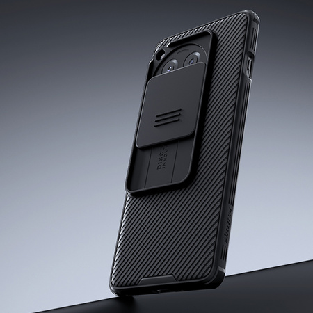 Etui Nillkin CamShield Pro do OnePlus 12R, czarne - ochronne z podstawką, dostęp do portów i przycisków