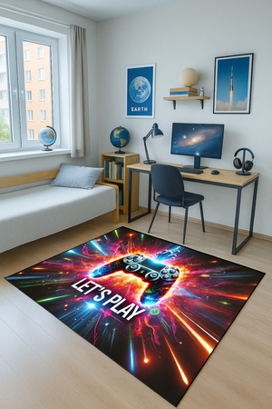 Dywan gamingowy 3D Strado LET'S PLAY 100x150 cm nowoczesny do pokoju gracza