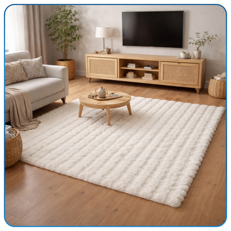 Dywan Rabbit Bubble 80x150 cm - miękki puszysty dywan do salonu i sypialni - biały