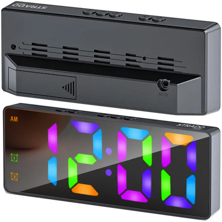 RGB LED digital alarm clock - DAC8 - Black