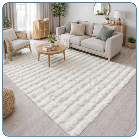 Dywan Rabbit Bubble 80x150 cm - miękki puszysty dywan do salonu i sypialni - biały