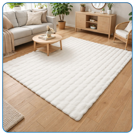 Dywan Rabbit Bubble 80x150 cm - miękki puszysty dywan do salonu i sypialni - biały