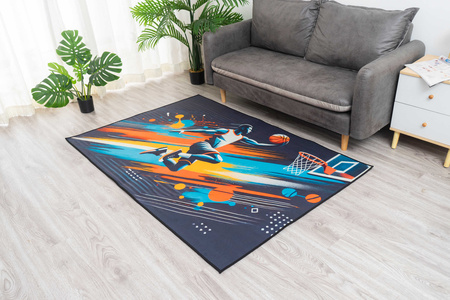 Dywan gamingowy 3D BasketBall 120x170 cm - nowoczesny wzór 3D do pokoju gracza
