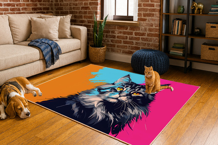 Dywan 3D Strado MainCoon 120x170 cm ze wzorem kota dla milośników zwierząt do salonu i pokoju