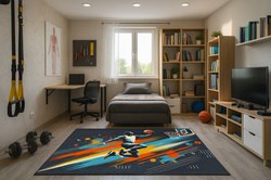 Dywan gamingowy 3D BasketBall 140x200 cm - nowoczesny wzór 3D do pokoju gracza