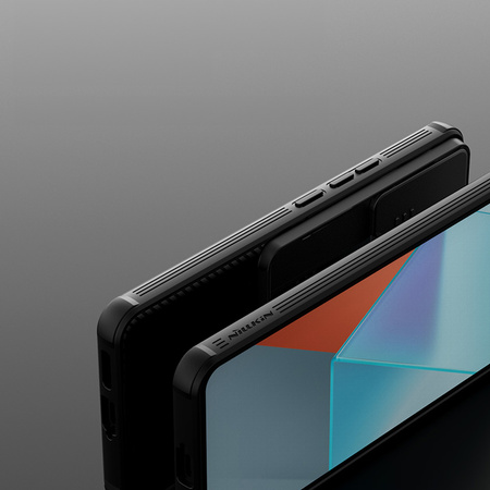 Etui z osłoną aparatu Nillkin do Redmi Note 13 Pro, czarne - ochronne z podstawką, dostęp do portów i przycisków