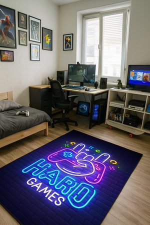 Dywan gamingowy 3D HardGames 120x170 cm - nowoczesny wzór 3D do pokoju gracza