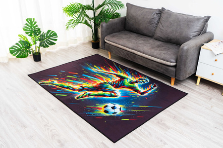 Dywan gamingowy 3D Strado Football 140x200 cm z nowoczesnym motywem piłkarskim do pokoju gracza