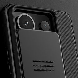 Etui z osłoną aparatu Nillkin do Redmi Note 13 Pro, czarne - ochronne z podstawką, dostęp do portów i przycisków