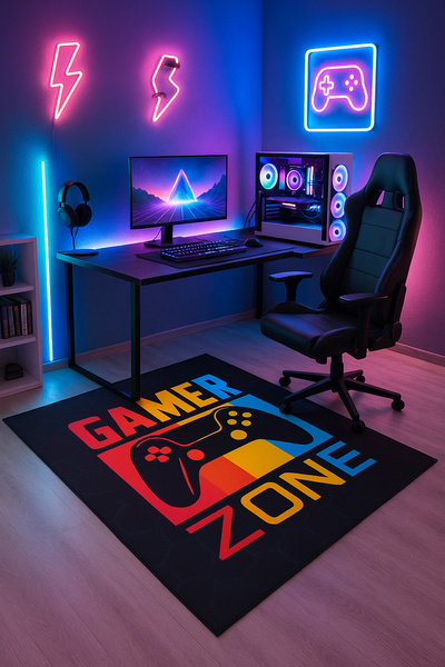 3D Strado GAMER ZONE gaming carpet 120x170 cm modern for gamer's room