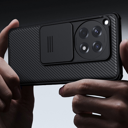 Etui Nillkin CamShield Pro do OnePlus 12R, czarne - ochronne z podstawką, dostęp do portów i przycisków