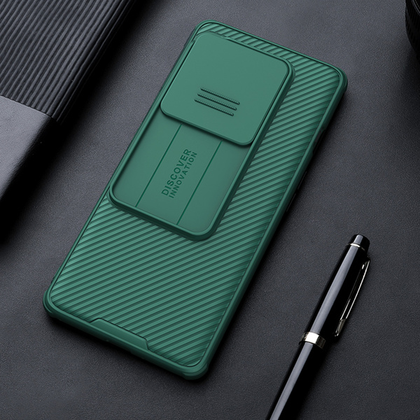 Etui Nillkin CamShield Pro do OnePlus 12R, zielone - ochronne z podstawką, dostęp do portów i przycisków