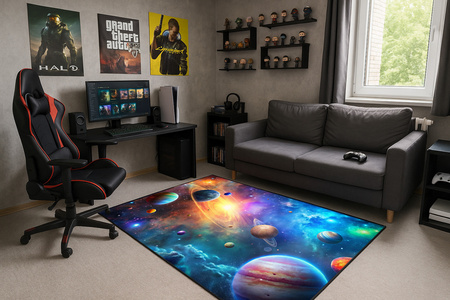 Dywan gamingowy 3D Galaktyka 120x170 cm - nowoczesny wzór 3D do pokoju gracza