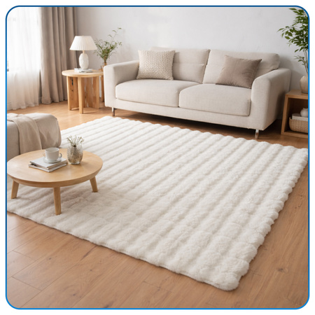 Dywan Rabbit Bubble 80x150 cm - miękki puszysty dywan do salonu i sypialni - biały