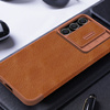 Etui Nillkin Qin Pro do Samsung Galaxy S23, czerwone - ochronne z podstawką, dostęp do portów i przycisków