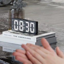 Budzik zegar elektroniczny cyfrowy LED 24h głośny alarm drzemka temp, czarny