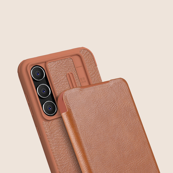 Etui Nillkin Qin Pro do Samsung Galaxy S23, czerwone - ochronne z podstawką, dostęp do portów i przycisków